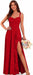 Women's Chiffon Bridesmaid Dresses Long Evening Formal Gown with Slit - Red