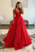 Red Tulle Formal Evening Dresses 