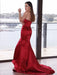 Red V-Neck Mermaid Prom Dress with Split