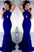 Regal Sapphire Halter Mermaid Evening Gown