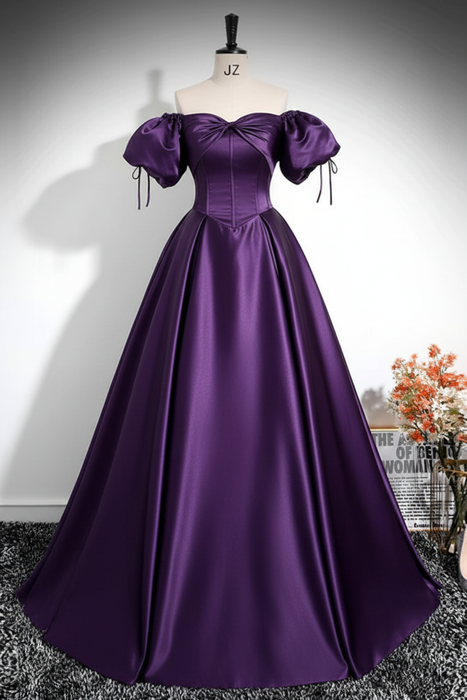 Regency A-Line Pleated Off-The-Shoulder Prom Dress