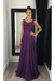 Regency Chiffon A-Line Prom Dress Scoop Neck with Lace Appliques