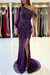 Regency Long Sleeves Beadings Mermaid Prom Dress with Split