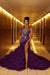 Luxury Regency Mermaid Prom Dress Beadings V-neck Sleeveless Evening Dress with Slit