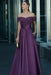 Regency Off-the-Shoulder Satin Aline Formal Dress with Beadings