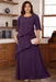 Regency Plus Size Ruffles Chiffon Mother of the Bride Dress Scoop Neck with Half Sleeves