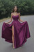 Regency Aline Satin Long Prom Dresses with High Slit