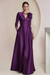 Regency Satin V-Neck Mother of the Bride Dress with 3/4 Sleeves with Split Front