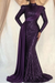 Regency Sequins Long Sleeves High Collar Mermaid Prom Dress with Ruffle