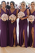 Regency Simple V Neck Sleeveless Sheath Pleated Chiffon Bridesmaid Dress with Split