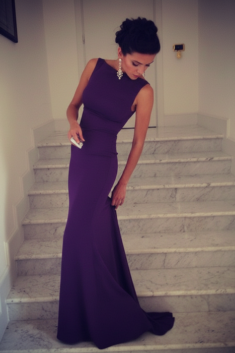 Regency Trumpet/Mermaid High Neck Sleeveless Spandex Floor-Length Dresses - Prom Dresses