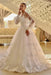 Romantic Lace Appliques Aline Wedding Dress Tulle Ivory with Long Sleeves