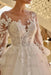 Romantic Lace Appliques Aline Wedding Dress Tulle with Long Sleeves
