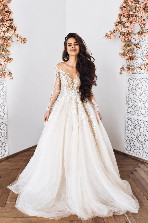 Romantic Long Sleeves Appliques Ruffles Wedding Dresses - wedding dresses
