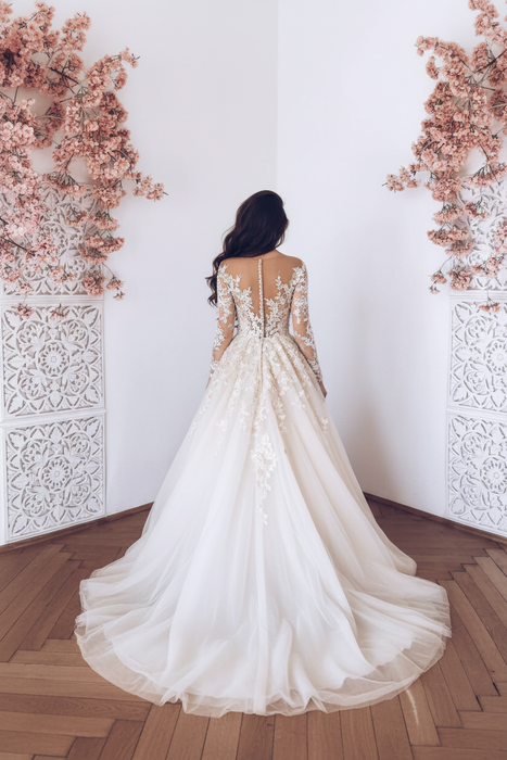 Romantic Long Sleeves Appliques Ruffles Wedding Dresses - wedding dresses