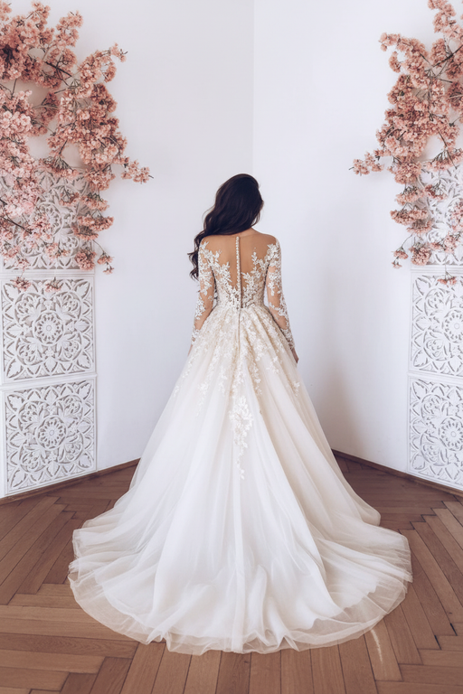 Romantic Long Sleeves Appliques Ruffles Wedding Dresses - wedding dresses