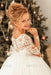Romantic Long Sleeves White Tulle Lace Appliques Wedding Party Dress for Girls - Flower Girl Dresses