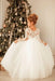 Romantic Long Sleeves White Tulle Lace Appliques Wedding Party Dress for Girls - Flower Girl Dresses