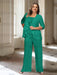 Jade plus size chiffon mother of the bride pantsuit with rosette top