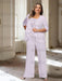 Lilac plus size chiffon mother of the bride pantsuit with rosette top