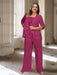 Orchid plus size chiffon mother of the bride pantsuit with rosette top