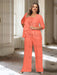 Papaya plus size chiffon mother of the bride pantsuit with rosette top