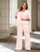 Petal plus size chiffon mother of the bride pantsuit with rosette top