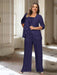 Regency plus size chiffon mother of the bride pantsuit with rosette top