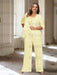 Yellow plus size chiffon mother of the bride pantsuit with rosette top