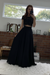 Round Neck Cap Sleeves 2 Pieces Black Lace Prom Dresses