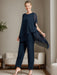 Elegant Round Neck Chiffon Pantsuits for the Mother of the Bride 2-Piece Set with Ruffles