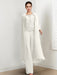 Floor-Length Round Neck Chiffon Pantsuits For The Mother Of The Bride With Jacket And Applique