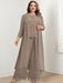 Floor-Length Round Neck Chiffon Pantsuits For The Mother Of The Bride With Jacket And Applique