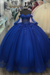 Royal Blue Off-the-Shoulder 3D Floral Quinceanera Dress Sweet 16 Ball Gown with Beadings