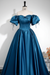 Royal Blue A-Line Pleated Off-The-Shoulder Prom Dress