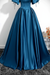 Royal Blue A-Line Pleated Off-The-Shoulder Prom Dress