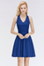 Royal Blue V-Neck Short Lace Bridesmaid Dresses