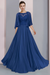 Royal Blue Floor-Length A-Line Mother of the Bride Dress with Princess Scoop Neckline