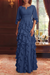 Royal Blue Chiffon Mother of the Bride Dress Flutter Sleeves with Cascading Ruffles