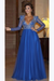 Royal Blue Elegant Long Sleeve Formal Dress with Beads A Line Sparkle V Neck Evening Dresses - Prom Dresses