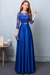 Royal Blue Evening Dress Satin Prom Dress Lace Applique Wedding Guest Dresses Sash A Line Maxi Mother's Dress wedding guest dress