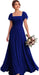 Bridelily Women's Flutter Sleeves Bridesmaid Dresses Square Neck Chiffon Maxi Dres - Royal Blue