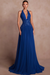 Royal Blue Halter Aline Evening Dress Glitter Chiffon Prom Dress with Sequins