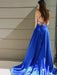 Royal Blue Halter Prom Dress with Split