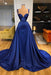 633. Royal Blue Mermaid Prom Dress with Detachable Train