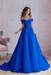Off Shoulder Lace Prom Dress - Royal Blue