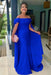 Royal Blue Off-The-Shoulder Mermaid Chiffon Wedding Guest Dresses Long with Appliques - Prom Dresses