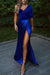 Royal Blue One-Shoulder Prom Dress with Pleats and Split