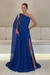 Royal Blue One-Shoulder Sleeveless Chiffon Evening Dresses Long with Side Slit - Prom Dresses