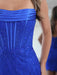 Royal Blue Sequin Lace Strapless Corset Bodycon Homecoming Dress